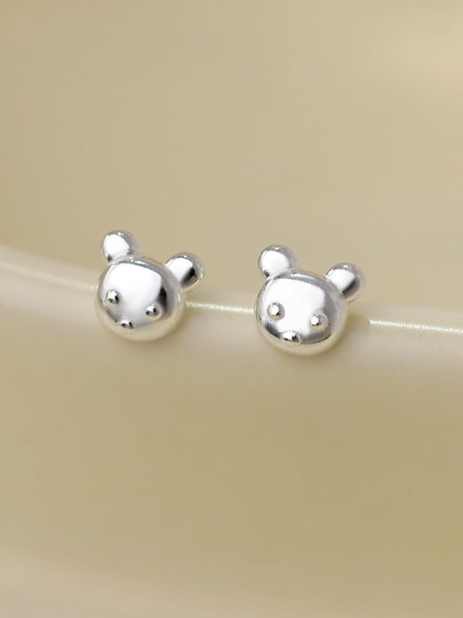 ES2438 [99 Silver Bear] 925 Sterling Silver Heart Cute Stud Earring